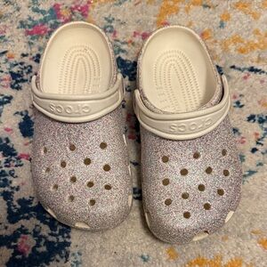 CROCS Kids Glitter Water Shoes - White and Multicolor